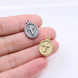 5pcs Oval Cross Coin Charms Pendant DIY Necklace Earrings Bracelets