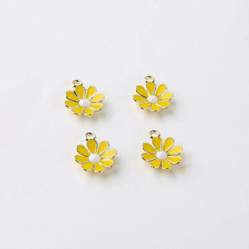 10pcs Flower Enamel Charms for DIY Jewelry Making 12x14mm