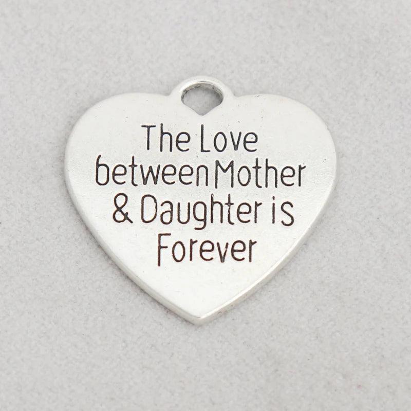 Mother Daughter Love Heart Charms Forever Message 25x25mm 10pcs AAC186