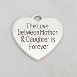 Mother Daughter Love Heart Charms Forever Message 25x25mm 10pcs AAC186