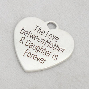 Mother Daughter Love Heart Charms Forever Message 25x25mm 10pcs AAC186