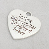 Mother Daughter Love Heart Charms Forever Message 25x25mm 10pcs AAC186