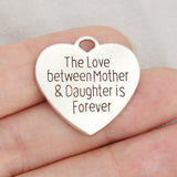 Mother Daughter Love Heart Charms Forever Message 25x25mm 10pcs AAC186
