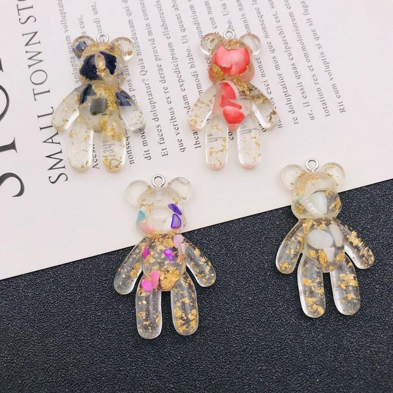 10pcs Glitter Bear Pendant Charm for DIY Making - Keychain, Earring
