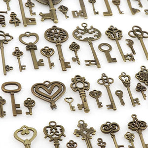 10pcs Vintage Metal Mixed Keys Charms Key Pendants Necklace DIY Decoration