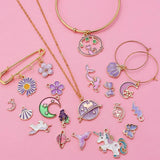 10pcs Enamel Charms Plant Animal Pendant DIY Jewelry Making Mix
