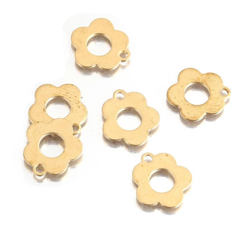 20pcs Brass Flower Charms Beads for Jewelry Making DIY Petal Charms