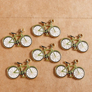 10pcs Enamel Bicycle Charms for Jewelry Making DIY Bracelets Necklaces