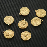 5pcs Stainless Steel Queen Elizabeth Coin Pendants