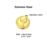 5pcs Stainless Steel Queen Elizabeth Coin Pendants