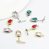 Crystal Tulip Flowers Charms Pendant 6pcs/lot DIY Jewelry Making Finding