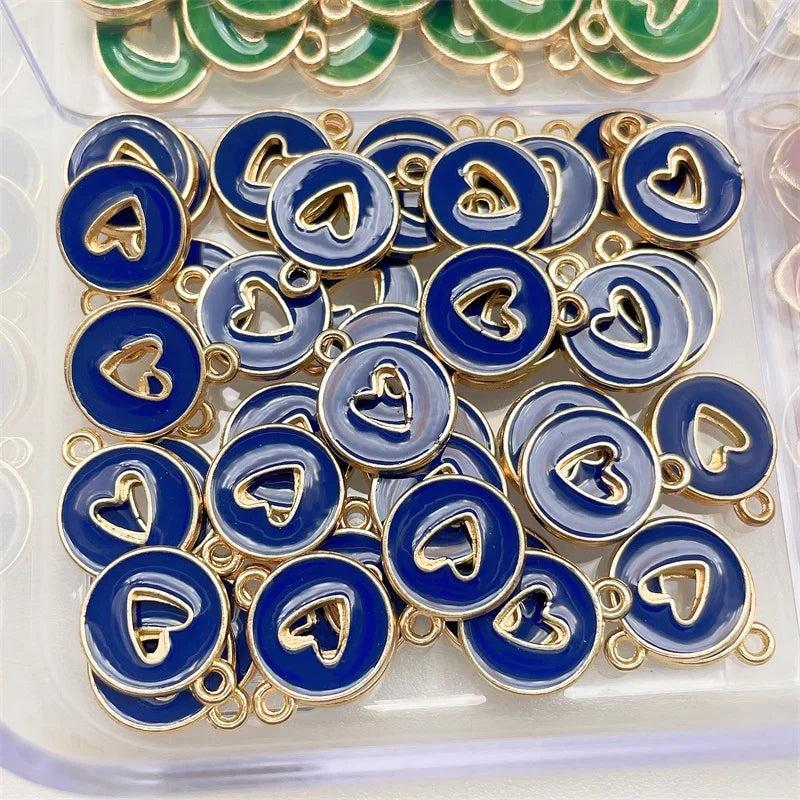 Kpop 20Pcs/Lot Angel Heart Pendant Charms Golden Metal With Hole