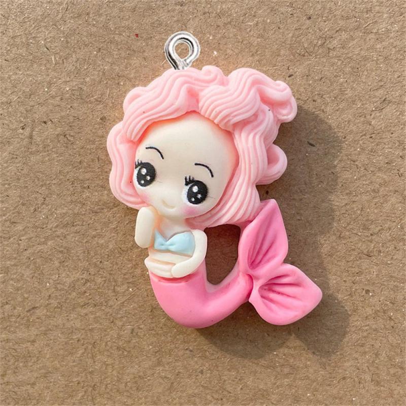 10Pcs Mermaid Princess Resin Charms DIY Pendant Jewelry Making