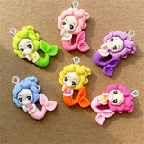 10Pcs Mermaid Princess Resin Charms DIY Pendant Jewelry Making