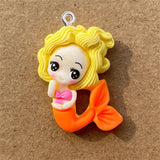 10Pcs Mermaid Princess Resin Charms DIY Pendant Jewelry Making