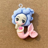 10Pcs Mermaid Princess Resin Charms DIY Pendant Jewelry Making