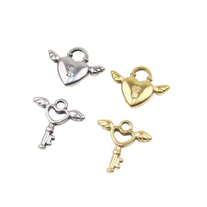 5pcs 20mm Stainless Steel High Lock Key Charms Unfading 2 Colors