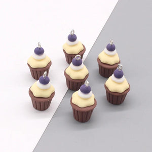 10pcs 3D Ice Cream Cupcakes Resin Charms Butterscotch Cake Food Pendant