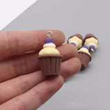 10pcs 3D Ice Cream Cupcakes Resin Charms Butterscotch Cake Food Pendant