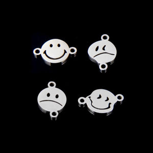 10pcs Smiley Pendant Stainless Steel for DIY Jewelry DZ-3014