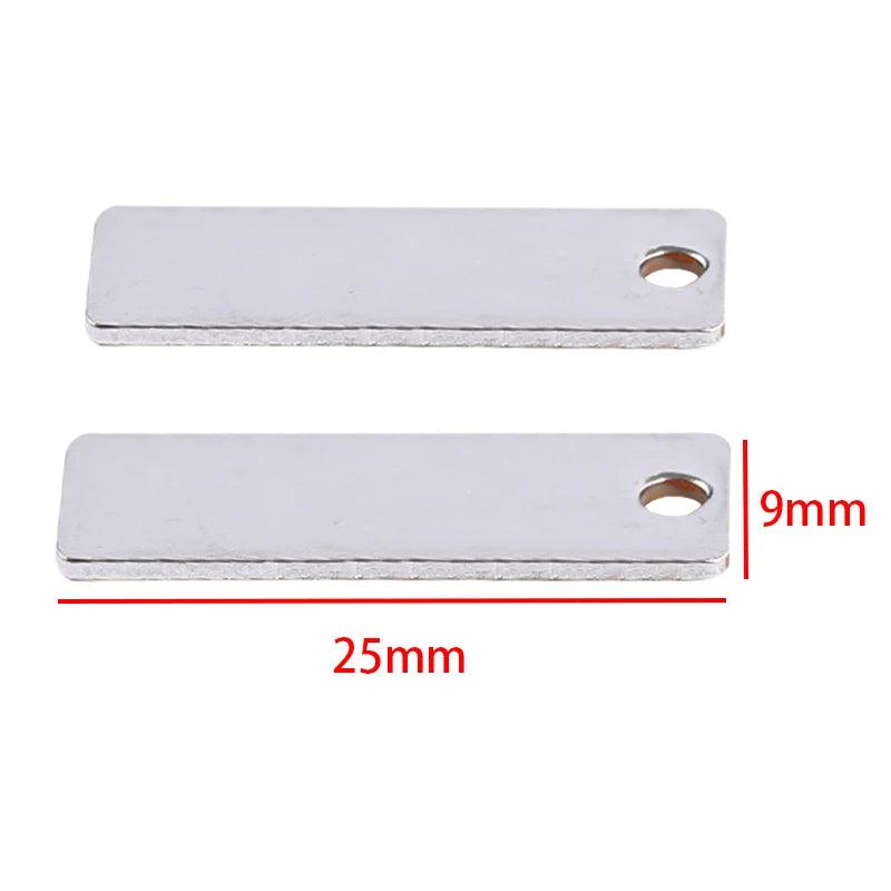10Pcs Stainless Steel Rectangle Metal Stamping Bar Charms Pendants