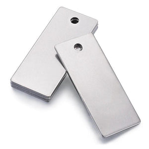 10Pcs Stainless Steel Rectangle Metal Stamping Bar Charms Pendants