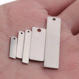 10Pcs Stainless Steel Rectangle Metal Stamping Bar Charms Pendants