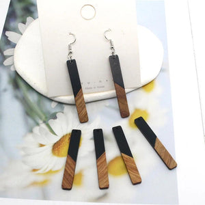 6pcs Splice Wood Resin Earring Charms Vintage DIY Jewelry Making