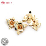 4PCS 24K Silver Brass Tassel Connect Flower Charms Pendants