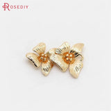 4PCS 24K Silver Brass Tassel Connect Flower Charms Pendants