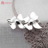 4PCS 24K Silver Brass Tassel Connect Flower Charms Pendants