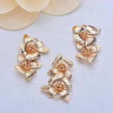 4PCS 24x15MM 24K Brass Flower Charms Pendants DIY Jewelry