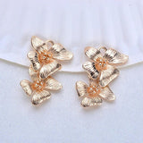 4PCS 24x15MM 24K Brass Flower Charms Pendants DIY Jewelry