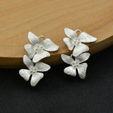 4PCS 24x15MM 24K Brass Flower Charms Pendants DIY Jewelry