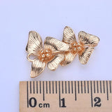 4PCS 24x15MM 24K Brass Flower Charms Pendants DIY Jewelry