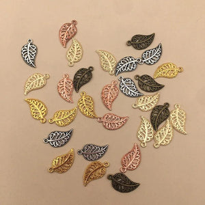 100PCS Tibetan Alloy Leaf Charm Jewelry Making Accessories