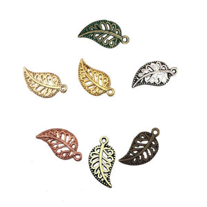 100PCS Tibetan Alloy Leaf Charm Jewelry Making Accessories