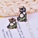 10pcs Enamel Daisy Cat Charms for DIY Jewelry Making 20*28mm