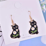 10pcs Enamel Daisy Cat Charms for DIY Jewelry Making 20*28mm
