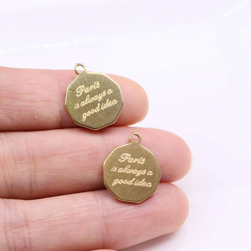5pcs 15mm Stainless Steel Letters Women Charm Pendant DIY Necklace