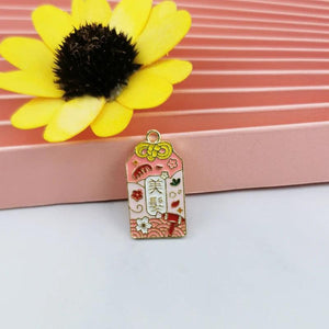 10pcs Cartoon Tag Enamel Charms Metal Pendants DIY Earring Pen Decor