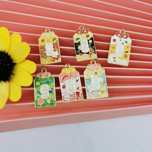 10pcs Cartoon Tag Enamel Charms Metal Pendants DIY Earring Pen Decor