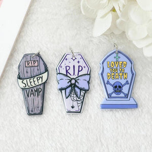 12Pcs Pastel Goth Coffin Charms Acrylic Tombstone Pendant