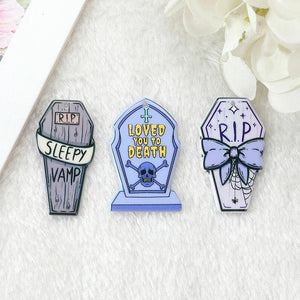 12Pcs Pastel Goth Coffin Charms Acrylic Tombstone Pendant