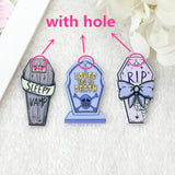 12Pcs Pastel Goth Coffin Charms Acrylic Tombstone Pendant