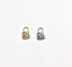 20pcs Mini Flower Print Lock Charms Pendant DIY Necklace 2 Colors
