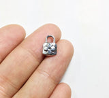 20pcs Mini Flower Print Lock Charms Pendant DIY Necklace 2 Colors