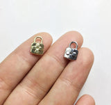 20pcs Mini Flower Print Lock Charms Pendant DIY Necklace 2 Colors