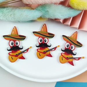 10pcs/pack Cartoon Hawaiian Guitar Charms For DIY Jewelry Making