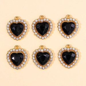 20pcs Heart Crystal Rhinestone Pendants DIY Jewelry Making Crafts